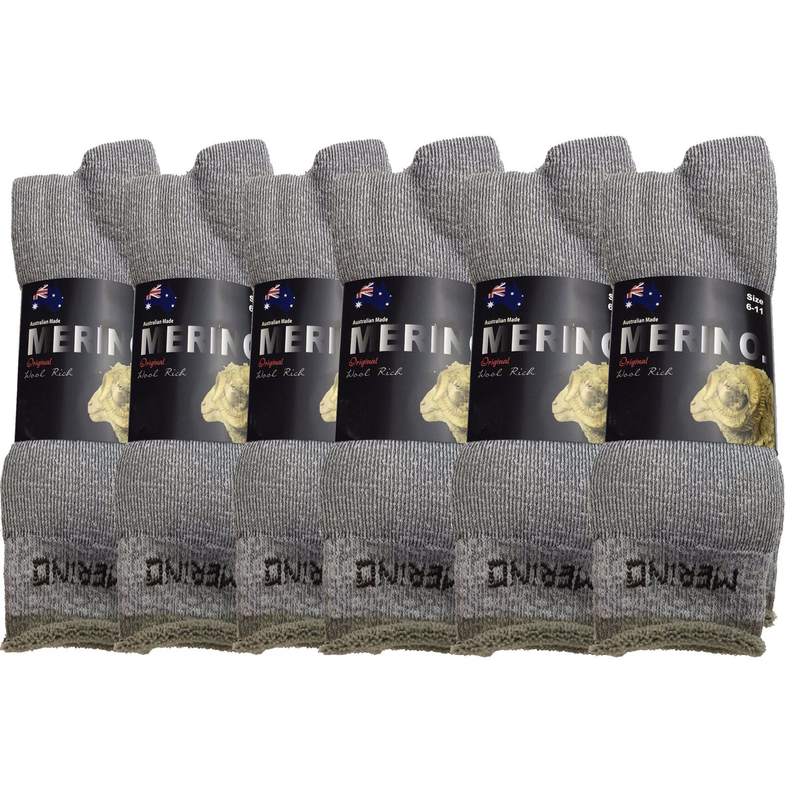 6 Pairs MERINO WOOL SOCKS Men's Heavy Duty Premium Thick Work Socks ...