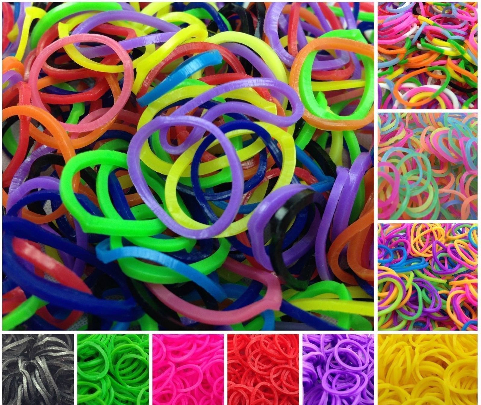6 packs loom band s clips and hooks clear yellow pink purple green blue 