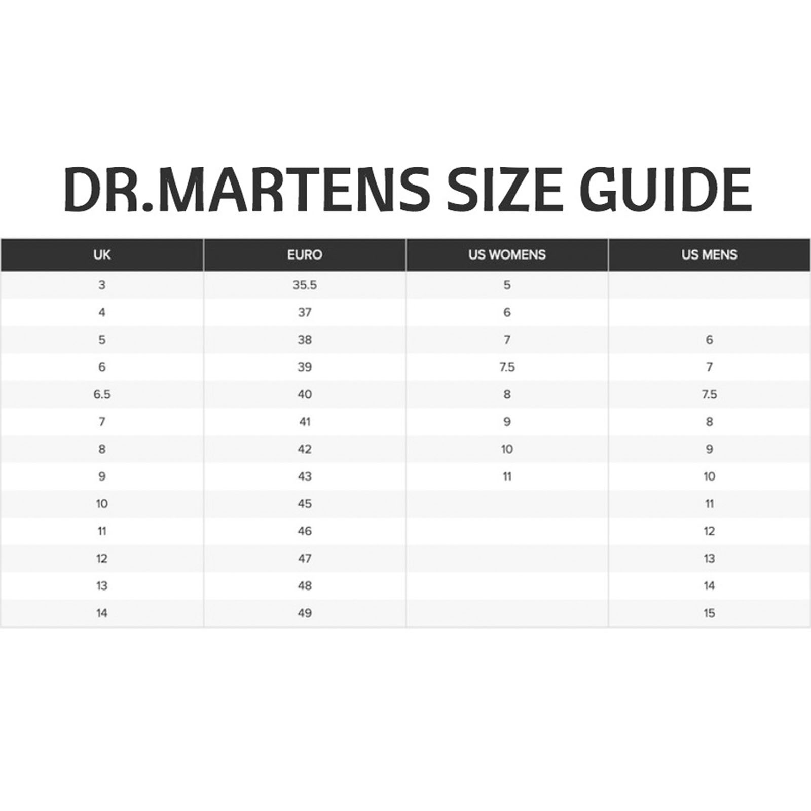 Dr Martens Shoe Size Chart