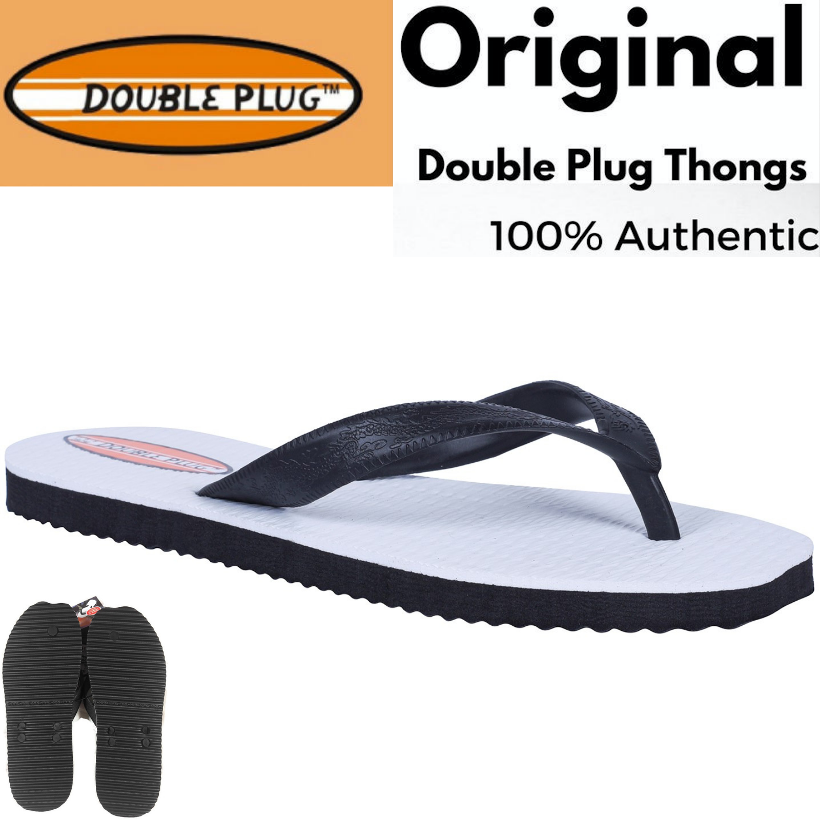 Original,DOUBLE PLUG Flip Flops Thongs Mens Sandals Shoes Slippers Plugger