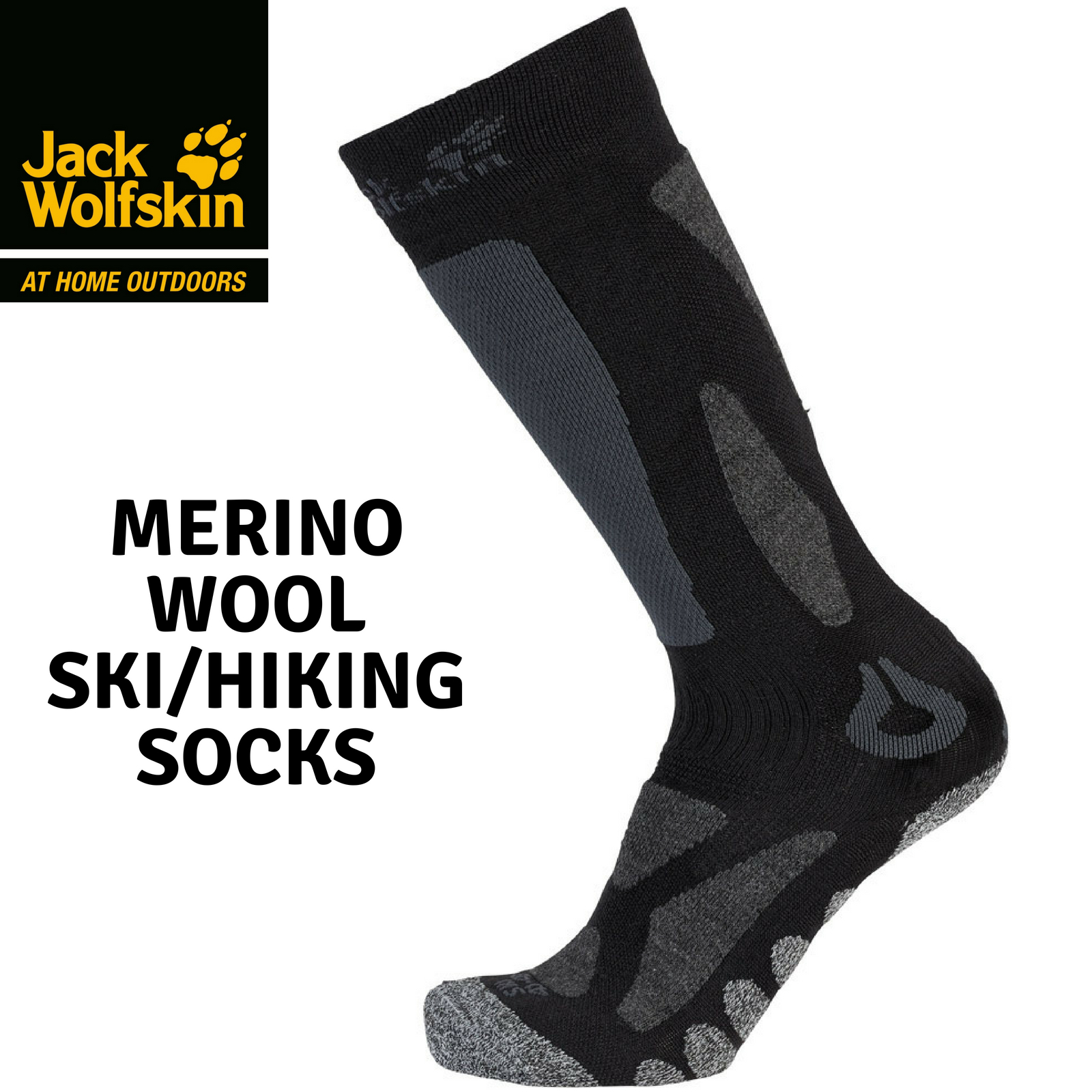Jack,Wolfskin Merino Wool High Cut Ski Socks Warm Winter Hiking Knee High