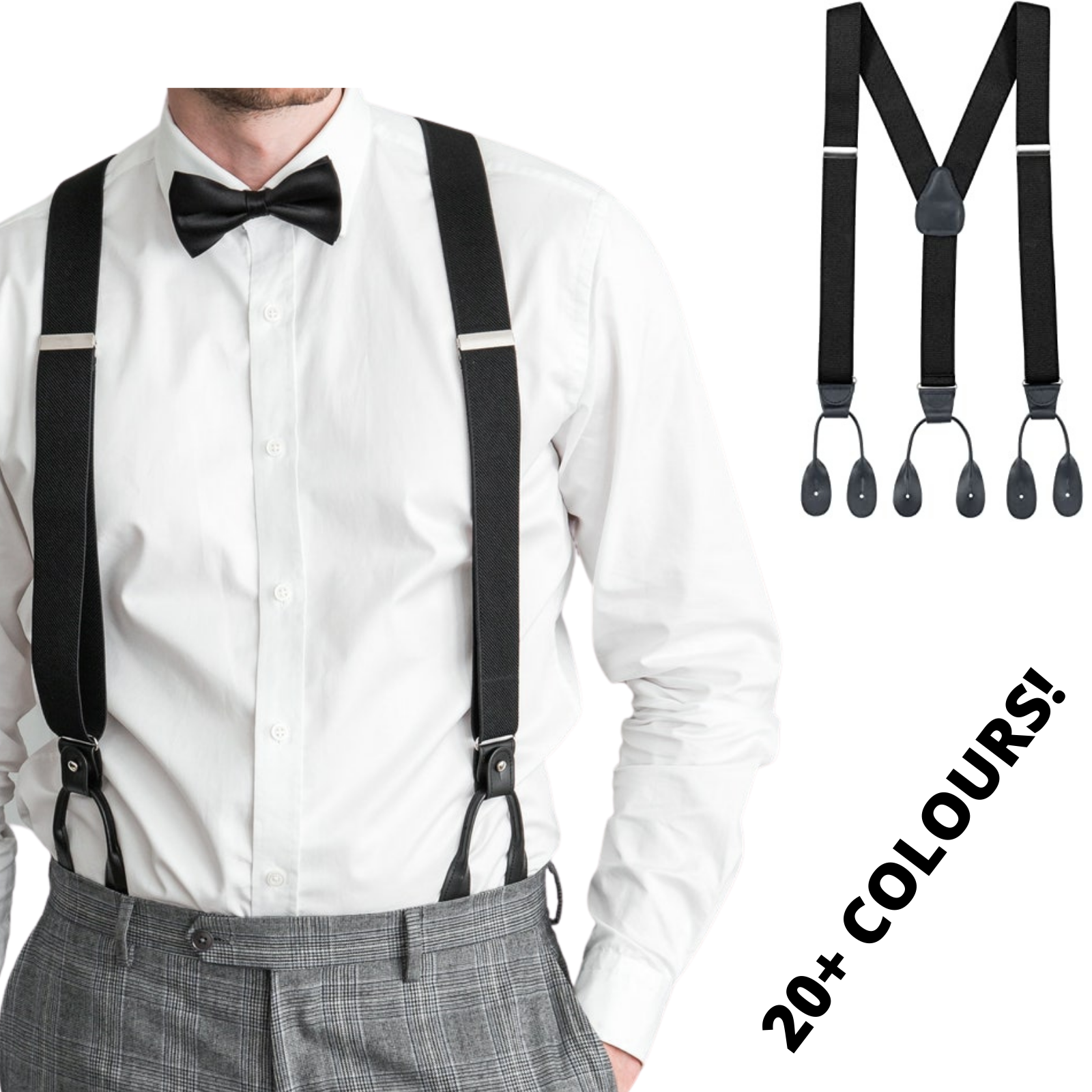 Men's Clip-On Floral Suspenders Y-Back Braces Adjustable Elastic Straps