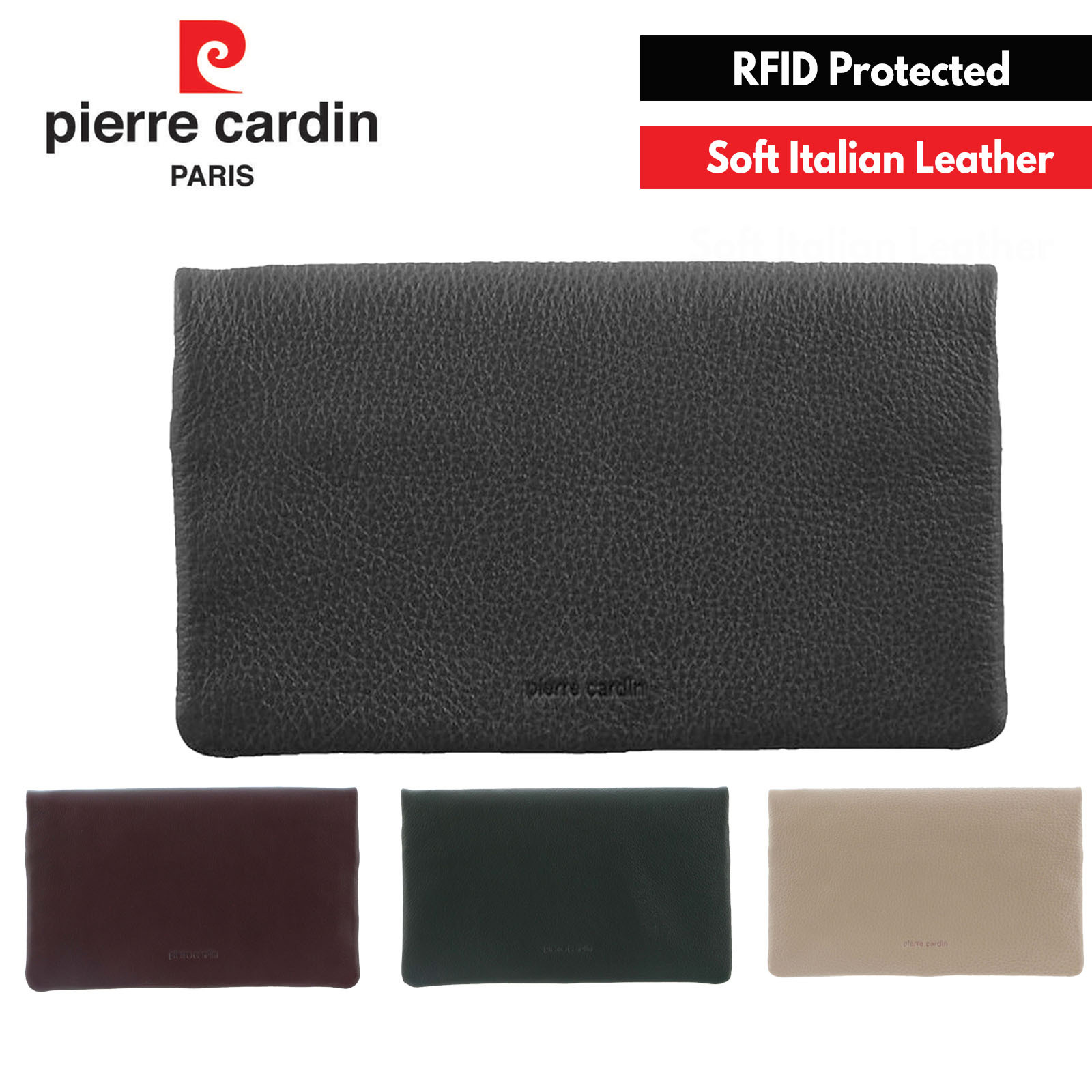 Pierre,Cardin Ladies Women's Genuine Leather Bi-Fold RFID Purse Wallets