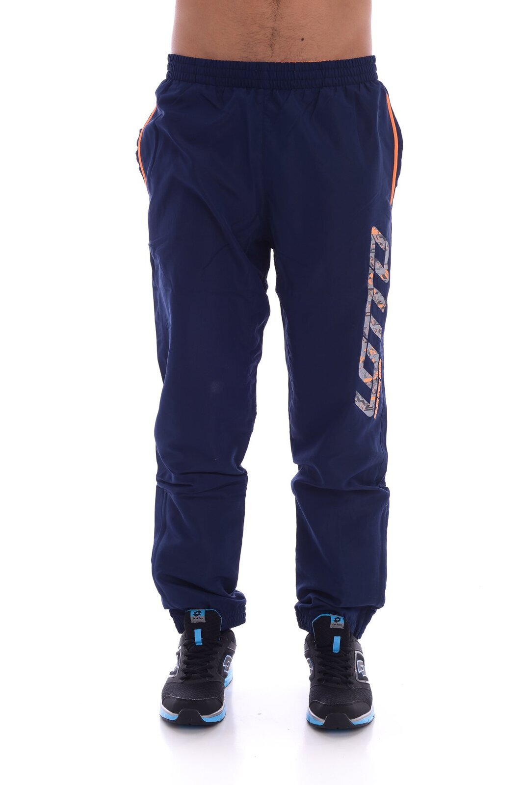 Lotto,Men's Devin IV RIB Sports Training Track Pants - Navy/Orange