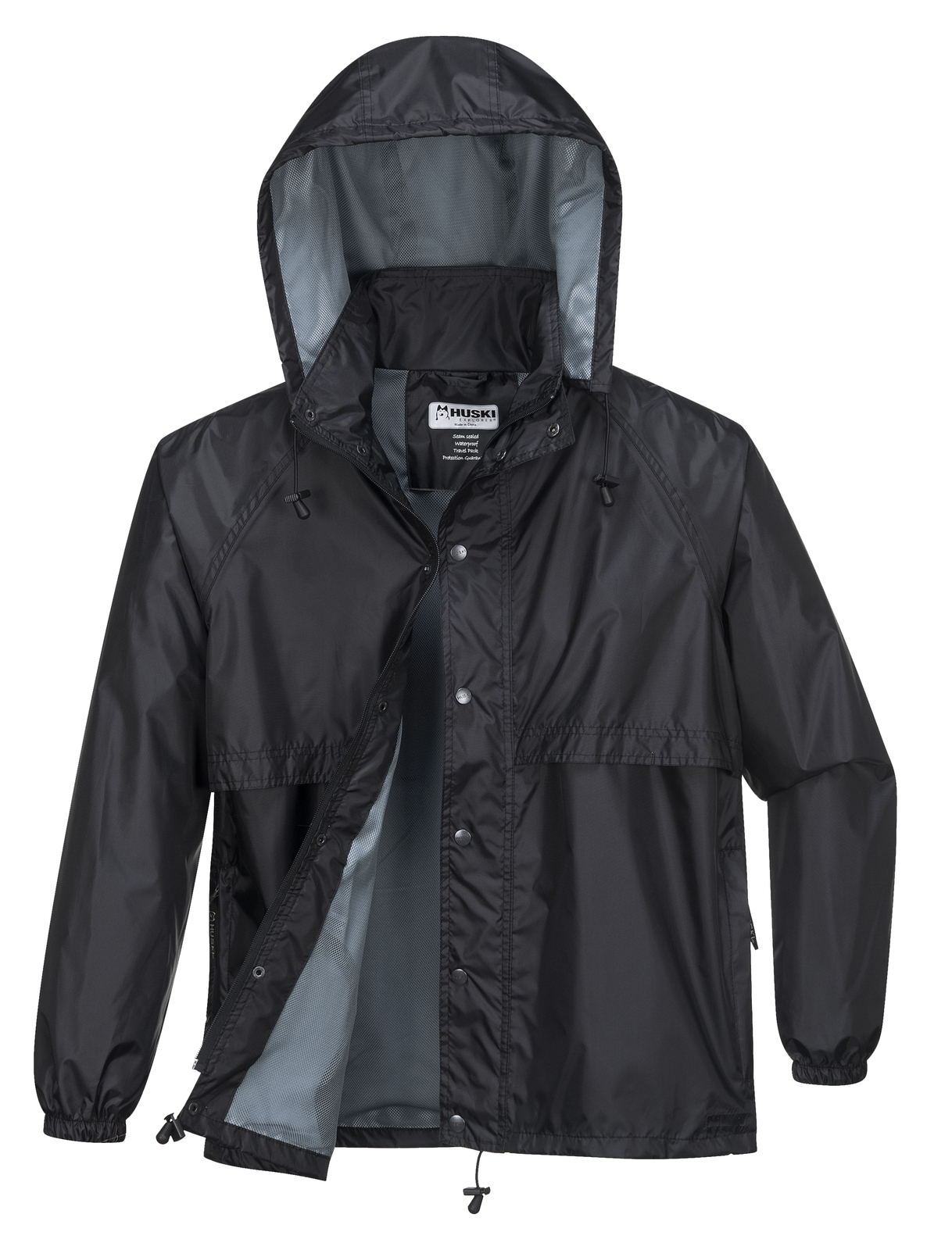 HUSKI STRATUS RAIN JACKET Waterproof Workwear Concealed Hood Windproof ...