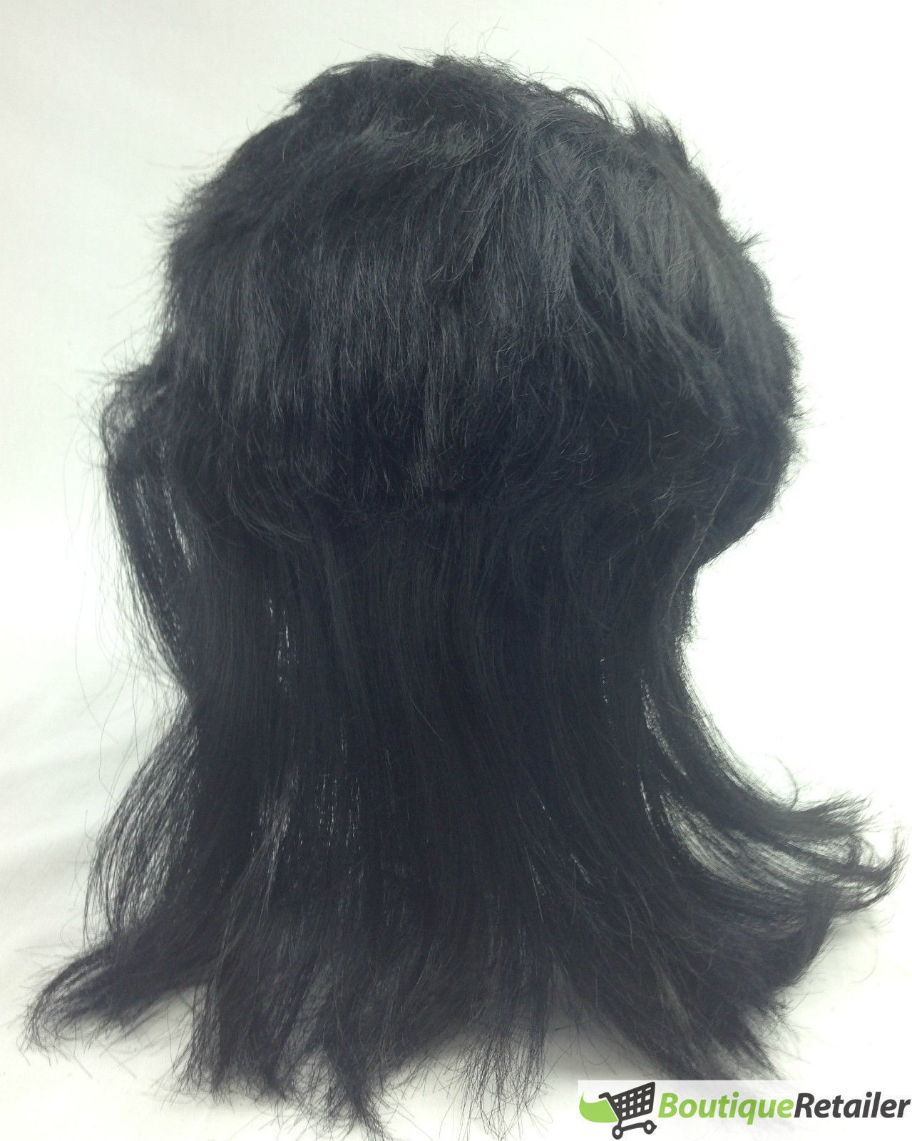 Mullet Wig Black Hair 70's 80's Bogan Men's Fancy Dress Costume Wig