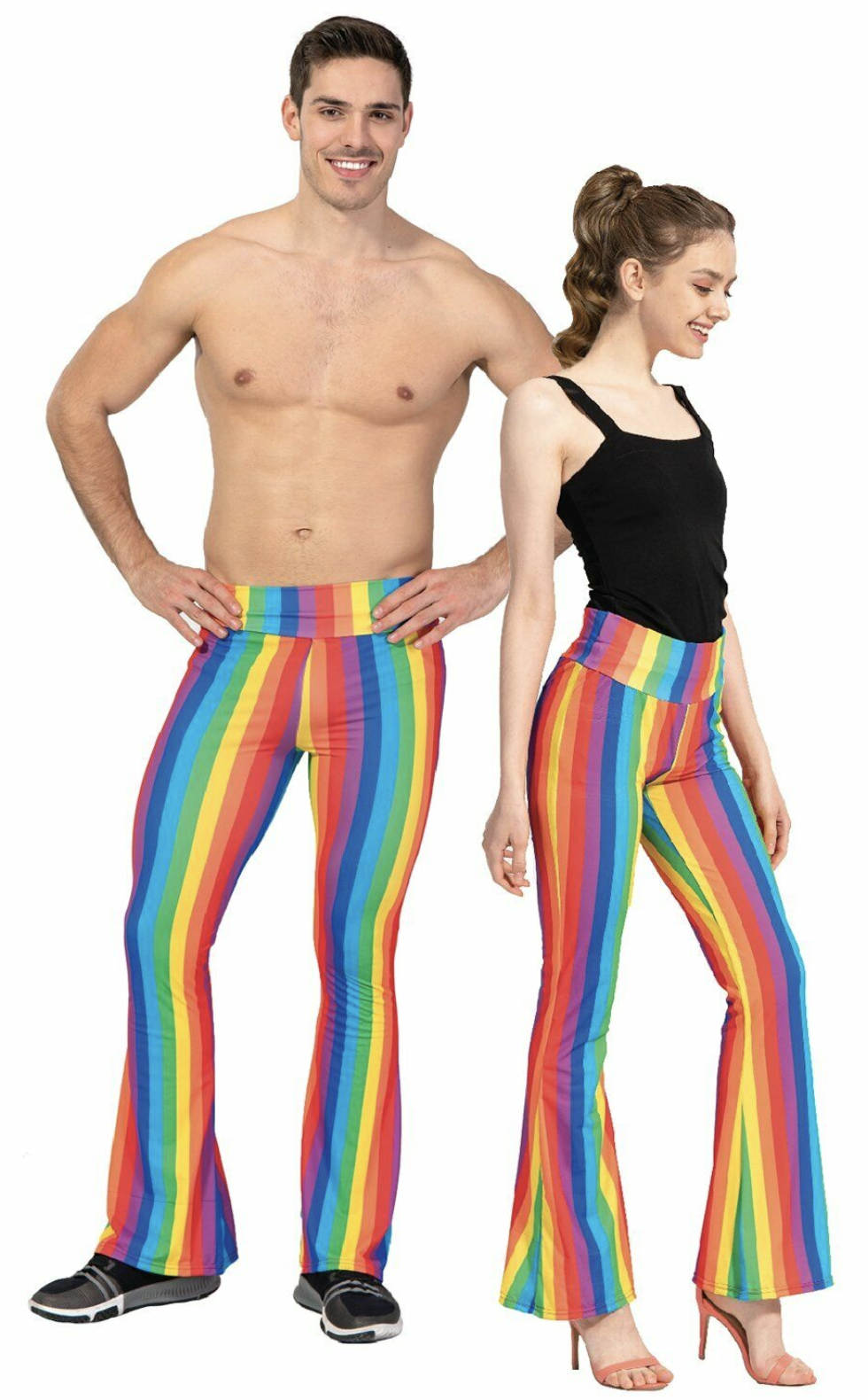 Adult,Rainbow Stripe Flare Pants LGBT Costume Mardi Gras Festival Gay Pride
