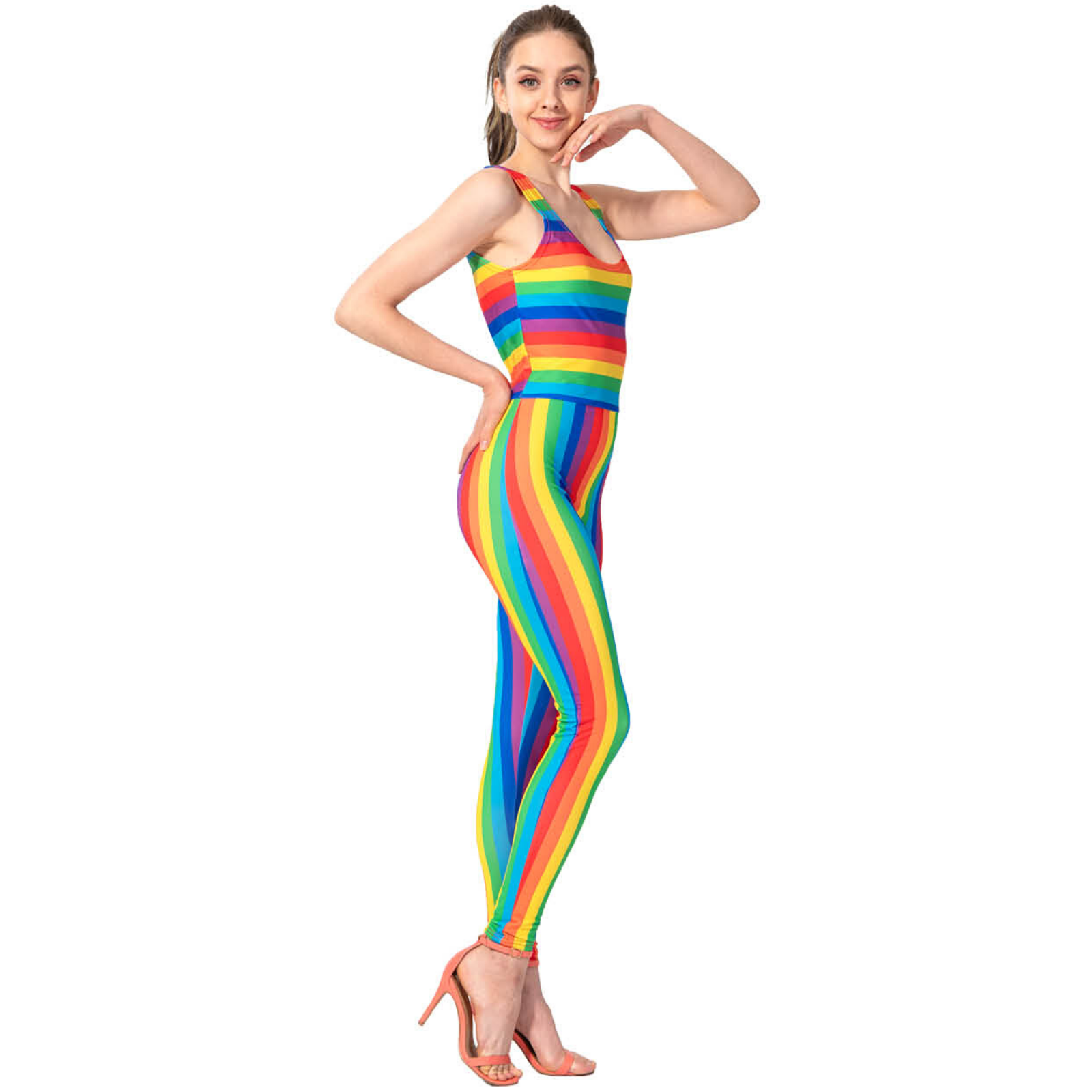 Adult,Unisex Rainbow Stripe Unitard Mardi Gras LGBT LGBTQ Pride Gay