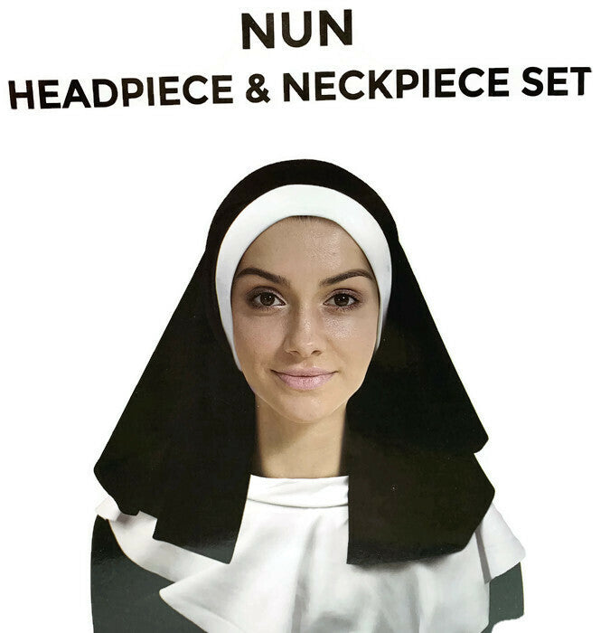NUN,Headpiece & Neckpiece Set Kit Collar Saints Sinners Church Sister Party