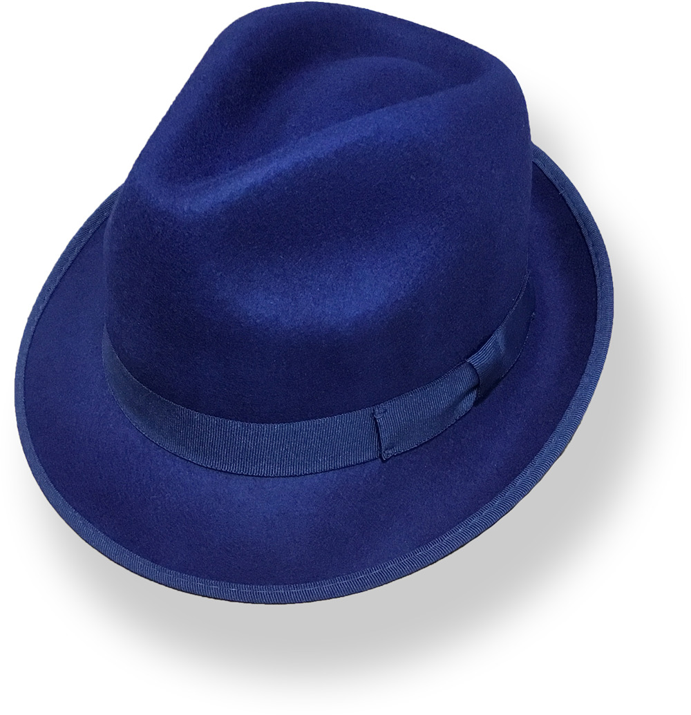 Men's Wool Felt Fedora Hat Bow Rim Winter Warm - Navy Blue - Boutique ...