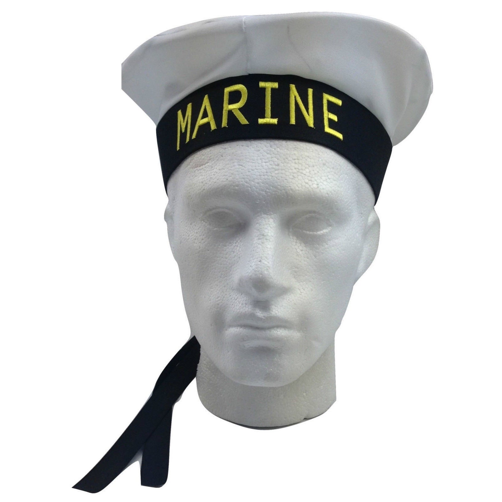 MARINE,HAT Cap White BLACK Skipper Navy Sea Fancy Dress Sailor Costume