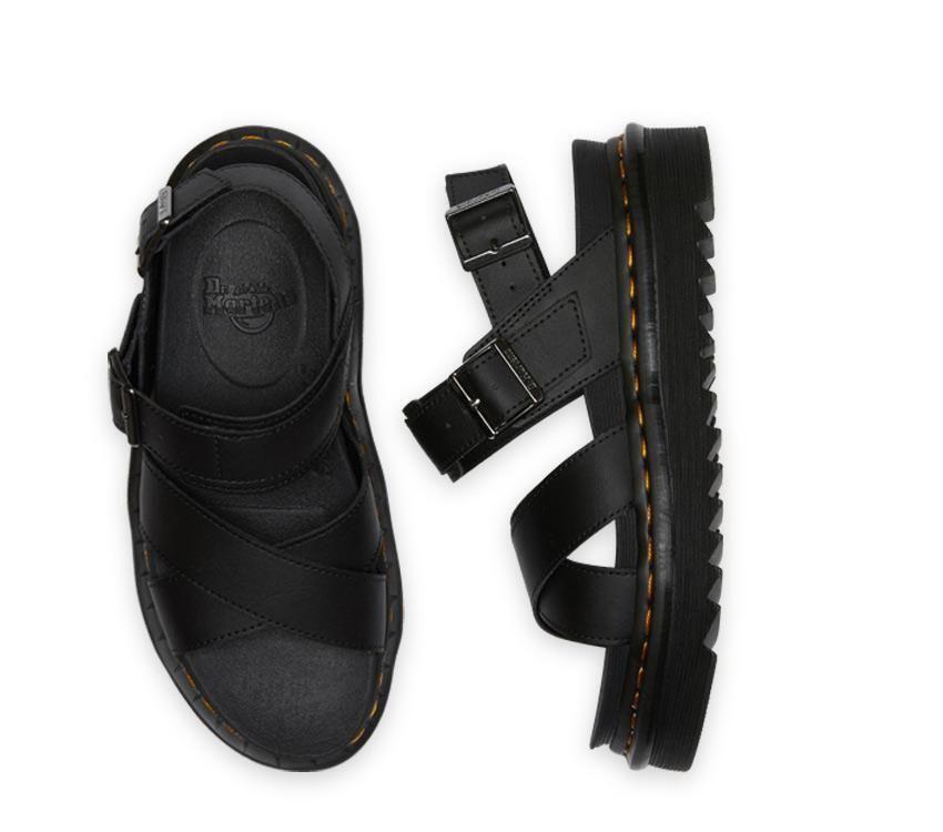 Dr.,Martens Womens Voss II Hydro Leather Sandals w Adjustable Buckle