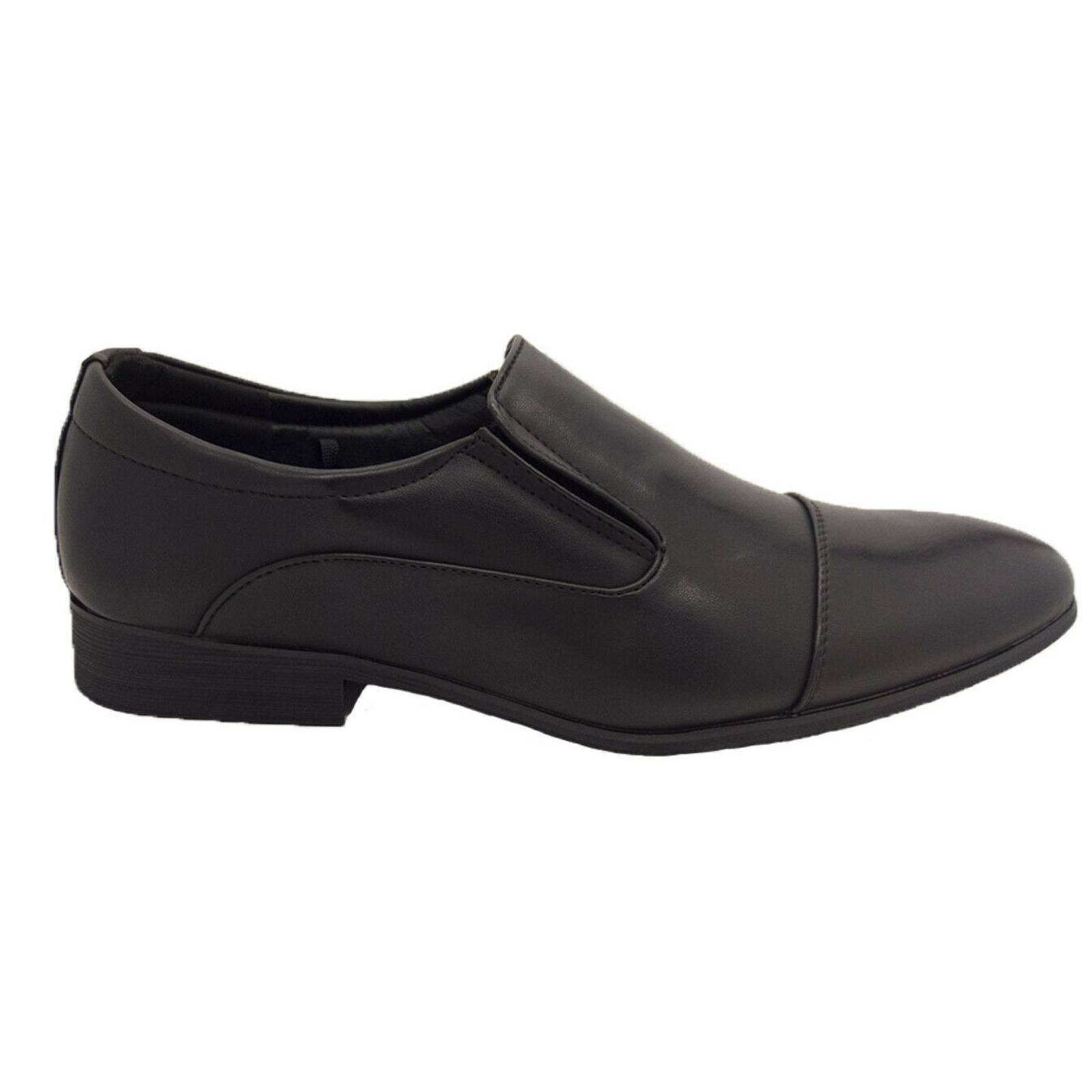 Grosby,Men's Antonio Slip On Vegan Leather Shoes Work Formal Dress - Black