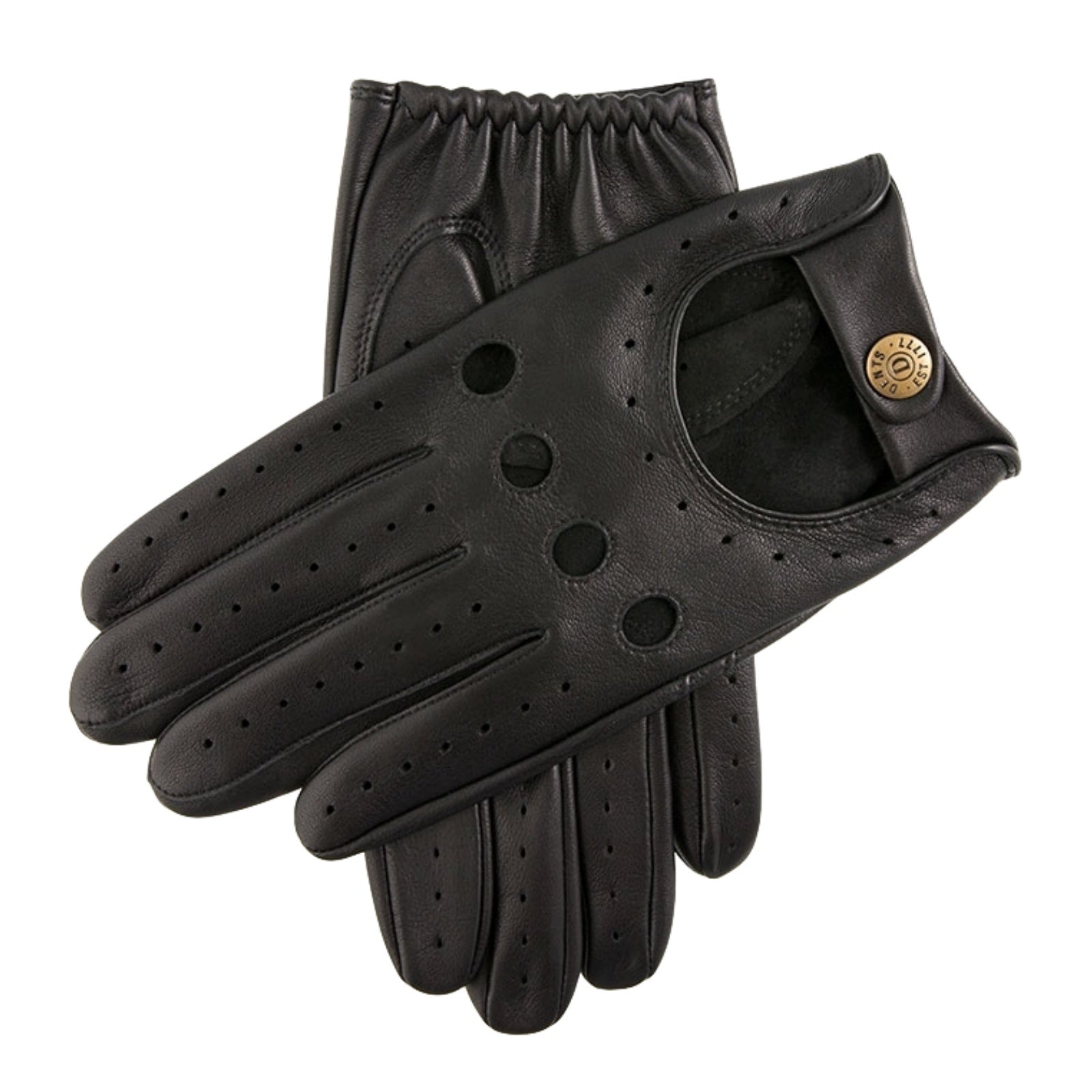 Dents,Delta Men's Classic Leather Driving Gloves Signature Luxury Black