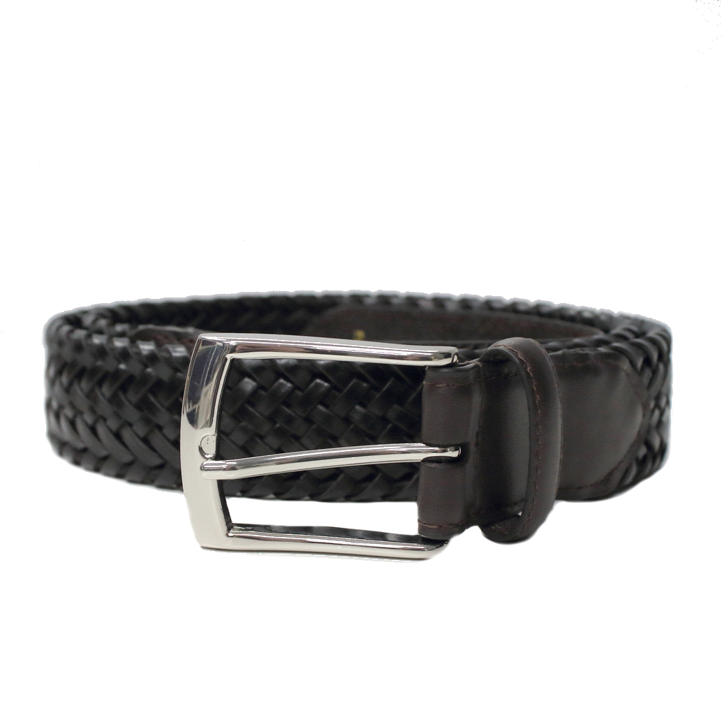 Dents,Men's Stretch Plaited Leather Belt - Black/Brown