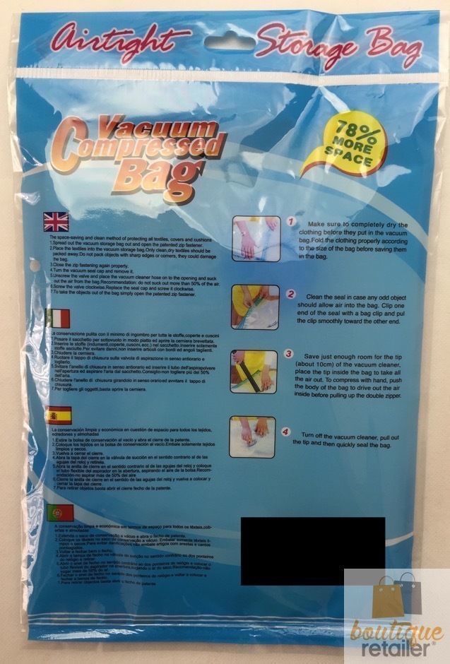 7x VACUUM SEAL STORAGE BAG Airtight Compressed Space Saver Clothing Bag