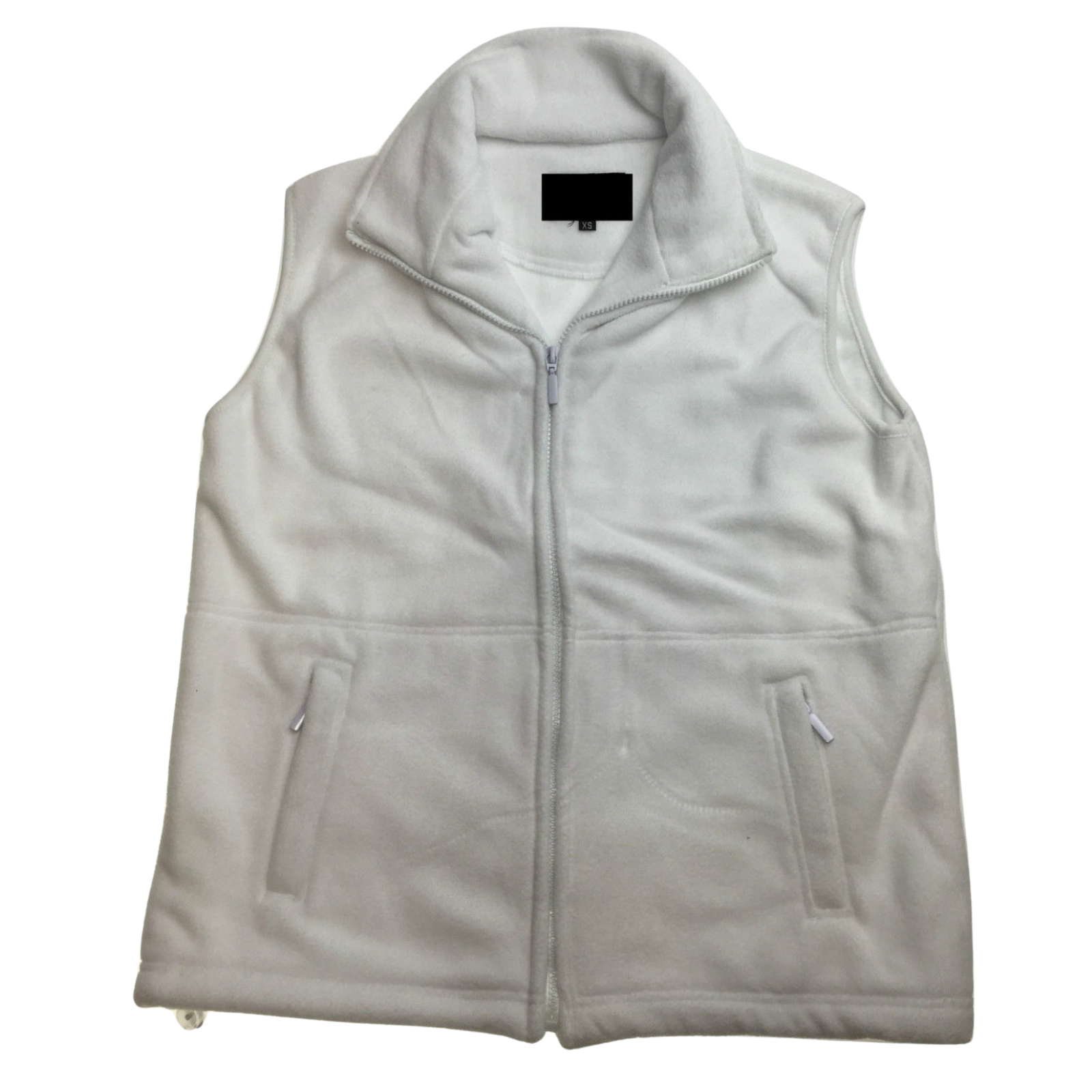WHITE,POLAR FLEECE VEST Thick Casual Wear Warm Winter Plain Fleecy Jacket