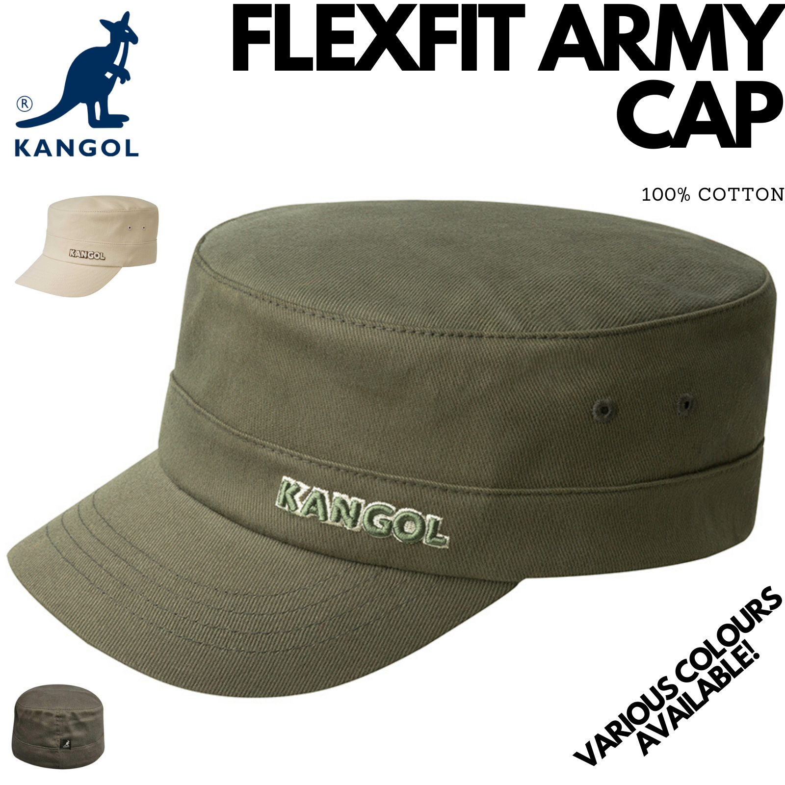 KANGOL Cotton Twill Army Cap Flexfit Cadet Military Hat 9720BC Summer