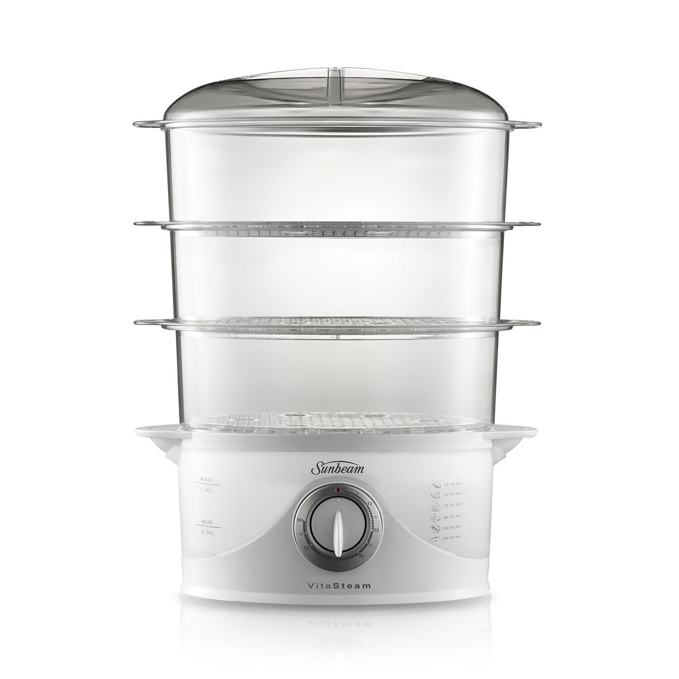 Sunbeam,Vitasteam Deluxe Manual 3 Tier Food Steamer Cooker Steaming Hot Pot