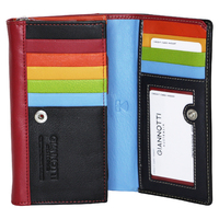 Giannotti Womens Rainbow Max Wallet Long Purse Ladies Card Holder - Black