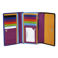 Giannotti RFID Rainbow Slimline Leather Wallet Ladies Purse Card Holder - Blue