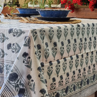 Kolka Rectangle Square Tablecloth Table Cover Flower Pattern Dining Table Cloth - Grey