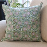 Kolka Floral Garden Soft Cotton Voile High Quality Decorative Cushion - Green