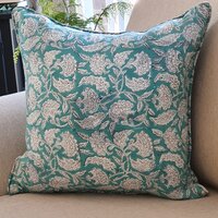 Kolka Sea Green Floral Decorative Cushion Pillow Cover - Green