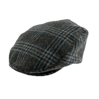 Dents Abraham Moon Tweed Flat Cap Wool Ivy Hat Driving Cabbie Quilted - Graphite