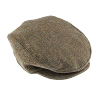DENTS Abraham Moon Herrinbone Tweed Flat Cap Hat - Spruce