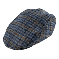 DENTS Abraham Moon Yorkshire Wool Dogtooth Flat Cap - Airforce