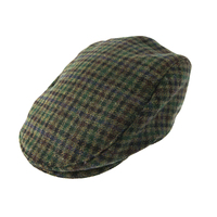 DENTS Abraham Moon Yorkshire Wool Dogtooth Flat Cap - Forest