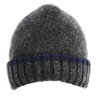 Dents Mens Knitted Hat w/ Turn Up Brim Warm Winter Ski - Charcol / Navy