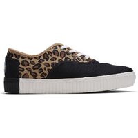 TOMS Womens Casual Canvas Shoes Sneakers Flats Low Cut - Black/Leopard