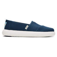 TOMS Womens Platform Alpargata Canvas Shoes Slip On Casual Shoes Flats - Blue