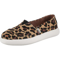 TOMS Womens Canvas Slip On Shoes Sneakers Flats Platform Espadrilles - Leopard Print