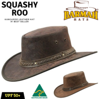 BARMAH Squashy Roo Kangaroo Leather Hat Crackle Brim Foldable Outback