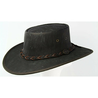 BARMAH Squashy Kangaroo Leather Hat Stone Wash Finish - Ironstone