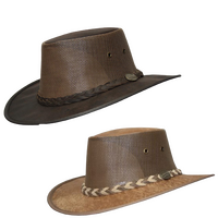 BARMAH Squashy Cooler Hat Kangaroo Leather OUTBACK Brim Foldable VENTED Mesh