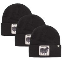 3x Goorin Sheep for Brains Beanie Hat Warm Winter Ski Animal Series - Black