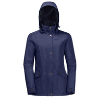 Jack Wolfskin Women's Park Avenue Rain Jacket Waterproof Windproof Coat w Hood