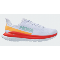 Hoka Mens Mach 4 Running Sneakers Runners Lightweight Shoes - White/Fiesta