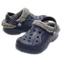 Crocs Kids Baya Lined Clog Shoes Childrens Unisex Slip On Sandals - Navy/Smoke