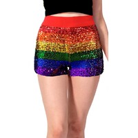 Adult Rainbow Squin Shorts Mardi Gras Gay Pride LGBT Lesbian Party Bottoms