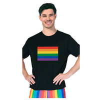 Adult Rainbow Flag T Shirt Top Tee Gay Pride LGBTQ - Black - One Size