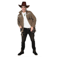 Mens SILVER STAR FRINGED COWBOY JACKET COSTUME Rodeo Wild West Western Sheriff