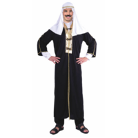 Mens Deluxe Arabian Costume Dubai Gangster Arab Sheik Fancy Dress Up Party