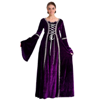 Women's Medieval Gothic Renaissance Costume Halloween Costume Party Robe - Purple 