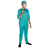 Doctor Scrubs Mens Costume with Surgical Face Mask Hospital Halloween Dress Up
