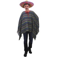 PREMIUM MEXICAN PONCHO Spanish Costume Wild West Cowboy Party Bandit  12467
